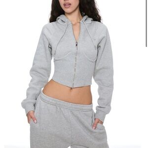 Miaou Gray Women's Corset Hoodie